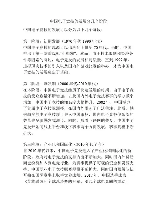 中国电子竞技的发展分几个阶段