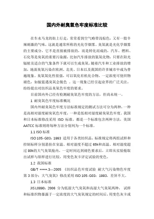 国内外耐臭氧色牢度标准比较
