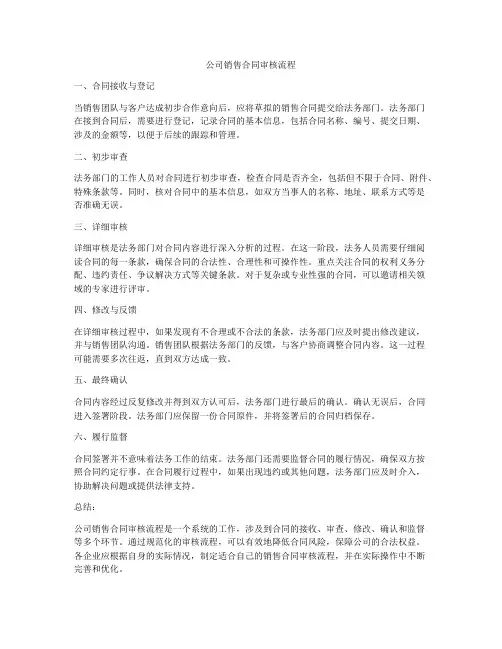 公司销售合同审核流程