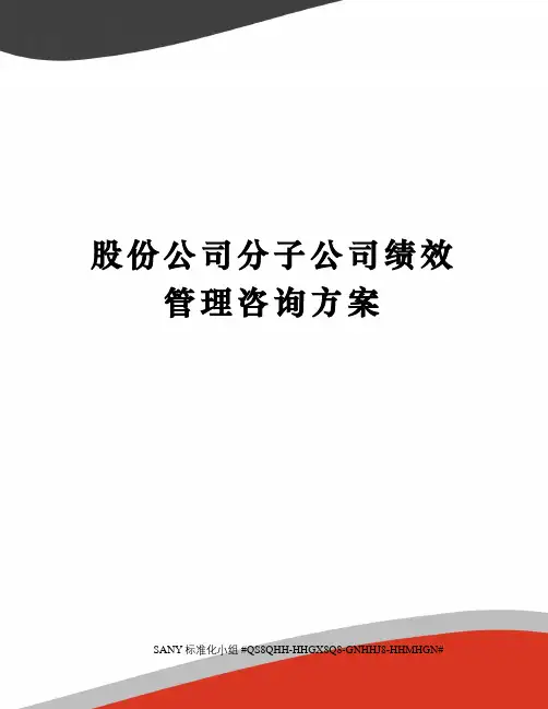 股份公司分子公司绩效管理咨询方案