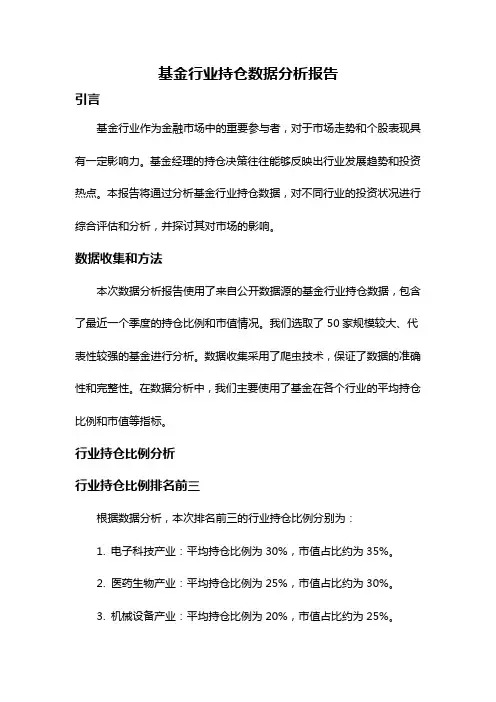 基金行业持仓数据分析报告