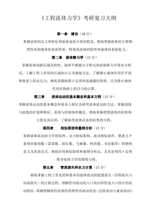 工程流体力学考研复习大纲