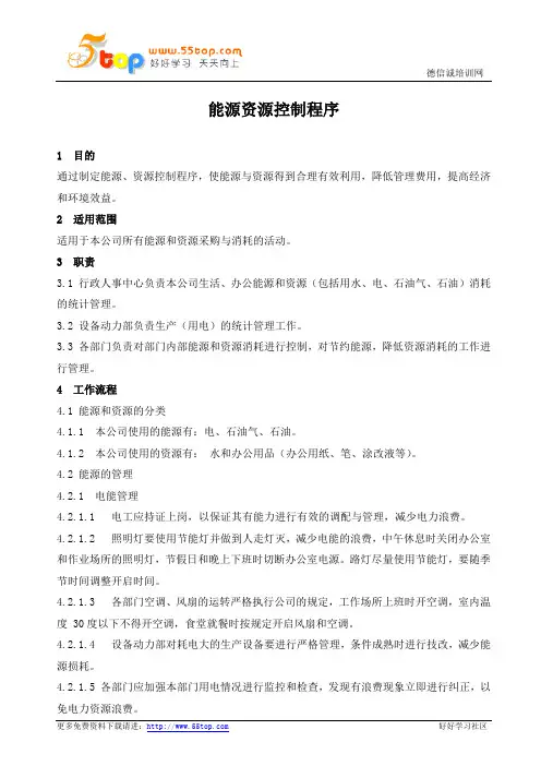 能源资源控制程序