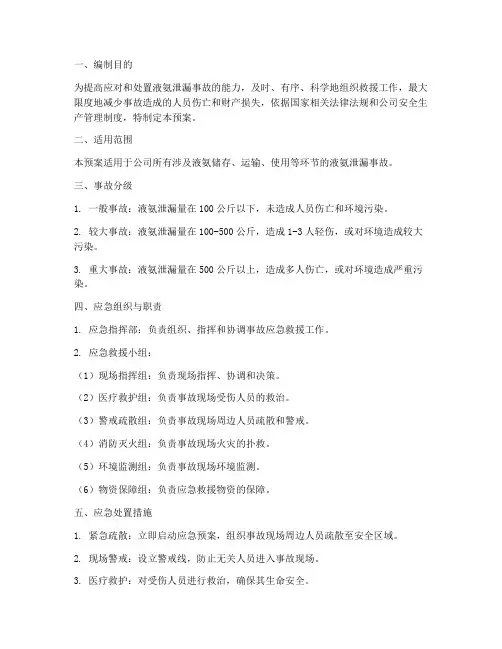液氨专项应急预案