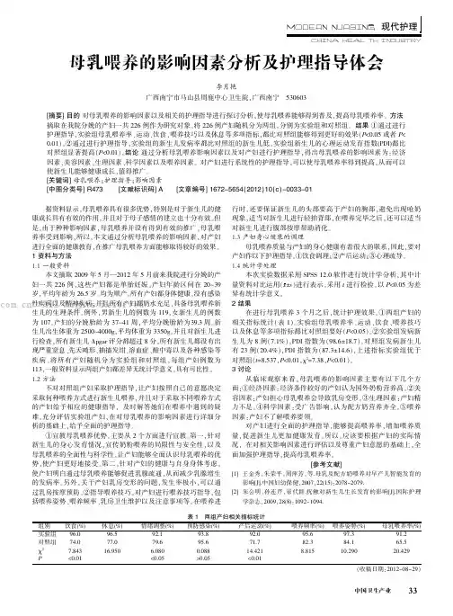 母乳喂养的影响因素分析及护理指导体会