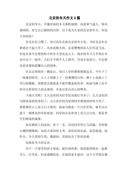 北京的冬天作文5篇