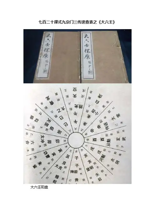 七百二十课式九宗门三传速查表之《大六壬》