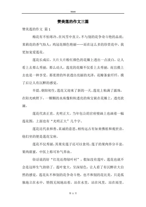 赞美莲的作文三篇