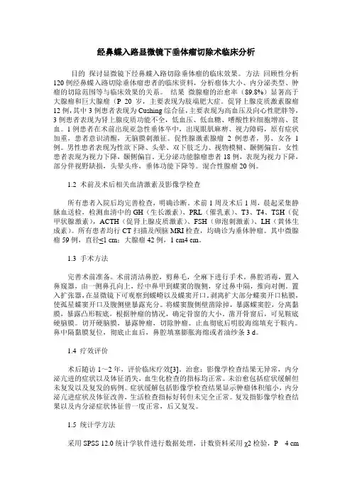 经鼻蝶入路显微镜下垂体瘤切除术临床分析
