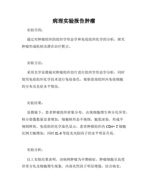 病理实验报告肿瘤