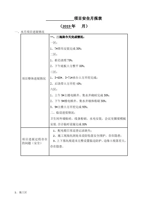 1111工程)安全月报表2019.7 - 副本