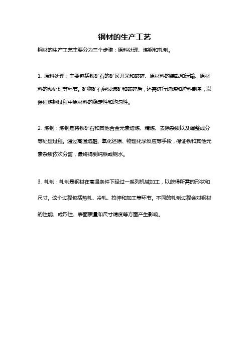 钢材的生产工艺