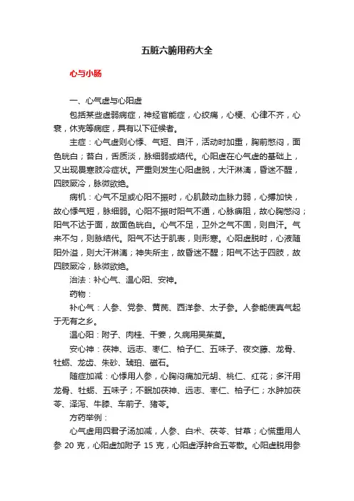 五脏六腑用药大全