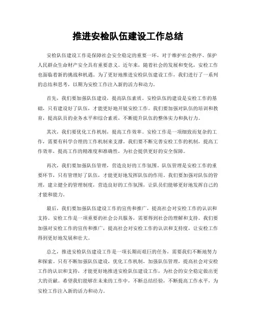 推进安检队伍建设工作总结