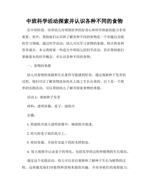 中班科学活动探索并认识各种不同的食物