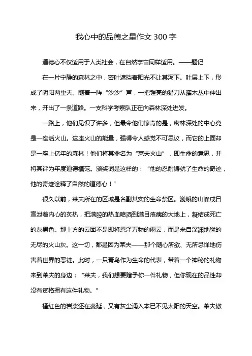 我心中的品德之星作文300字