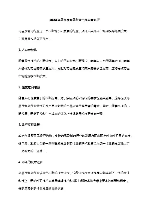 2023年药品及制药行业市场前景分析