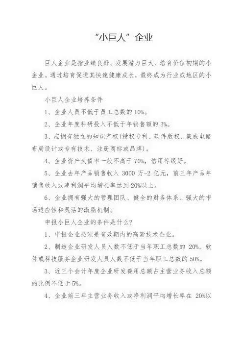 “小巨人”企业