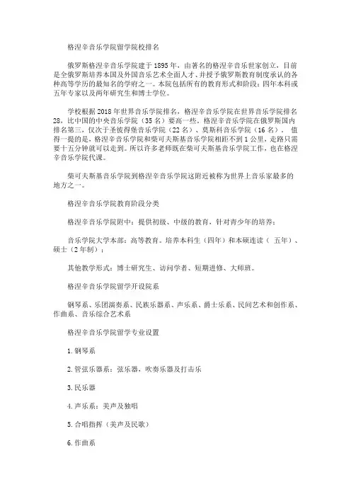最新格涅辛音乐学院研究生留学要求