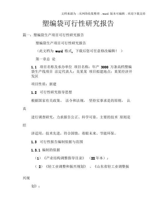 塑编袋可行性研究报告