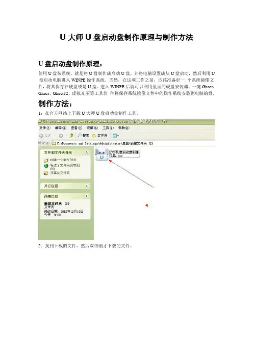 u大师u盘启动盘制作原理与制作方法
