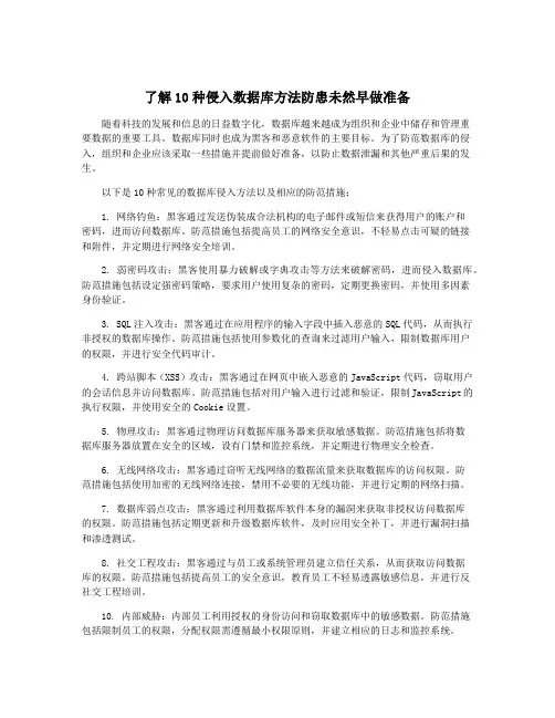 了解10种侵入数据库方法防患未然早做准备