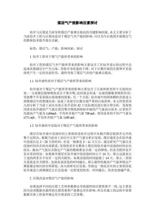 煤层气产能影响因素探讨