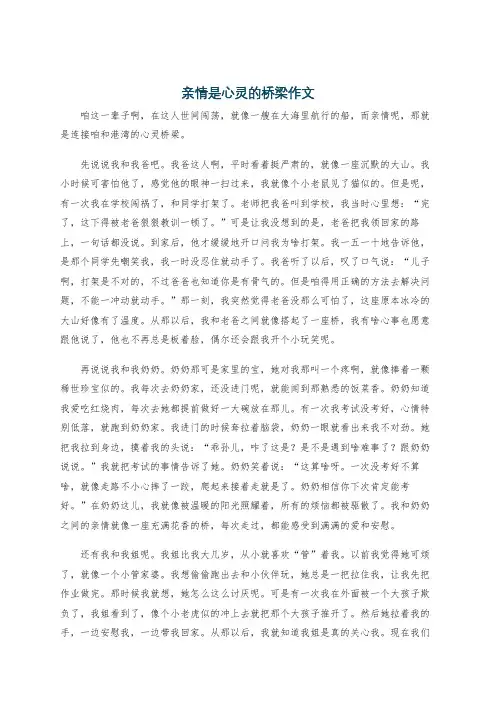 亲情是心灵的桥梁作文