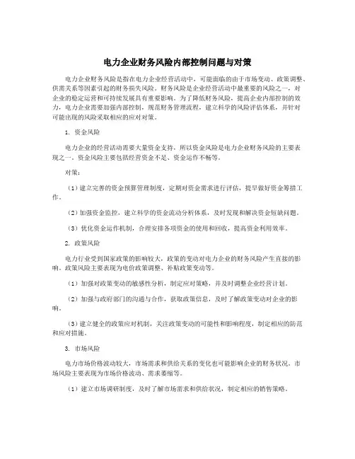 电力企业财务风险内部控制问题与对策