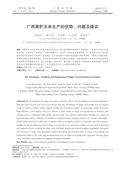 广西青贮玉米生产的优势、问题及建议
