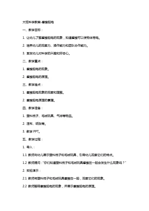 【大班科学教案】大班科学教案-摩擦起电