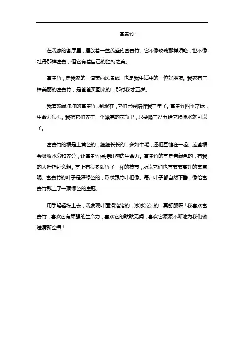 富贵竹的作文350字三年级