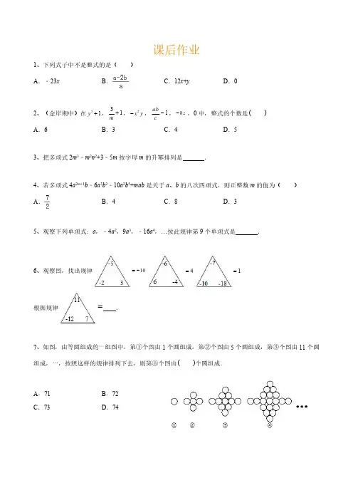 最新七年级初一数学假期学习课外提高学习练习题