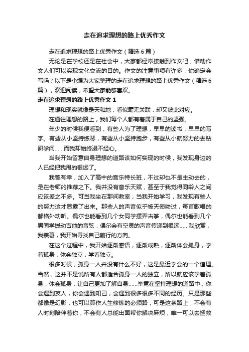 走在追求理想的路上优秀作文（精选6篇）