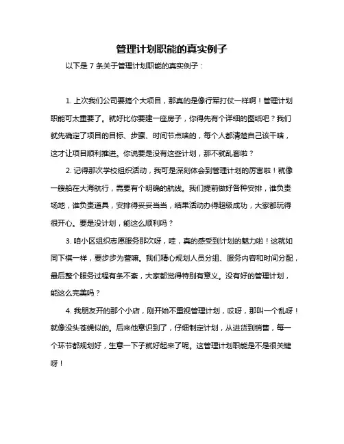 管理计划职能的真实例子