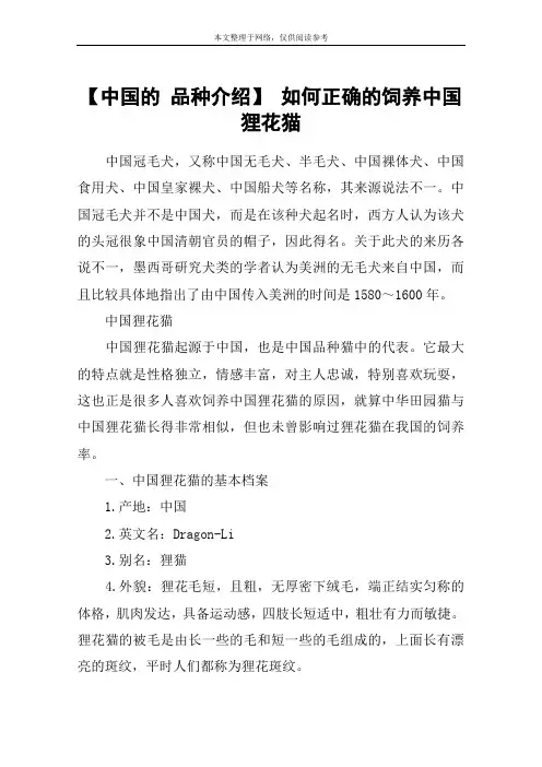 【中国的 品种介绍】 如何正确的饲养中国狸花猫