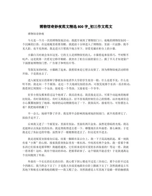 博物馆奇妙夜范文精选800字_初三作文范文