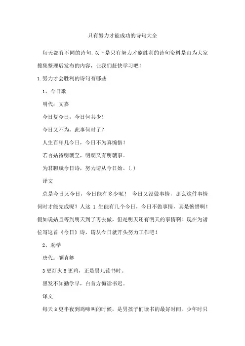 只有努力才能成功的诗句