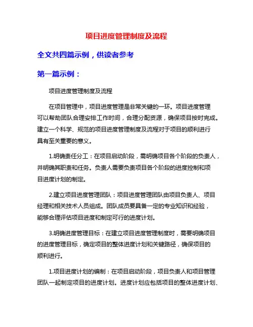 项目进度管理制度及流程