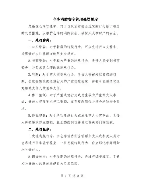 仓库消防安全管理处罚制度