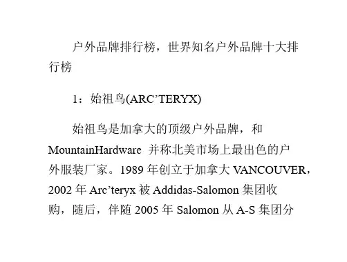 户外品牌排行榜,世界知名户外品牌十大排行榜