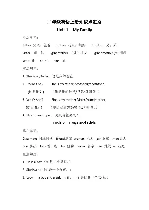 1_二年级英语上册知识点汇总