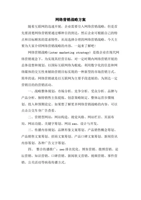 网络营销战略方案