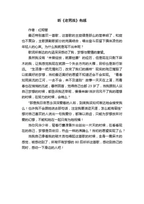 听《老男孩》有感