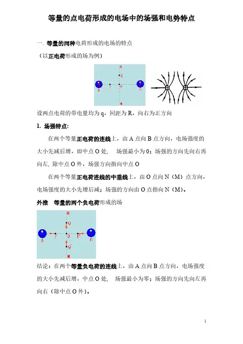 等量的点电荷构成的电场中的场强和电势特点