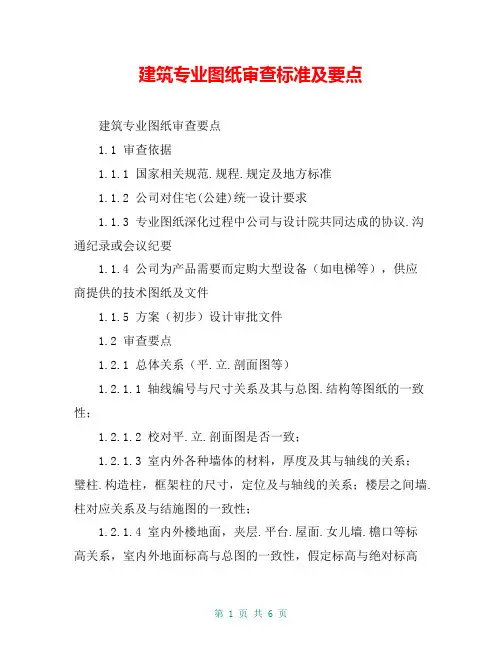 建筑专业图纸审查标准及要点