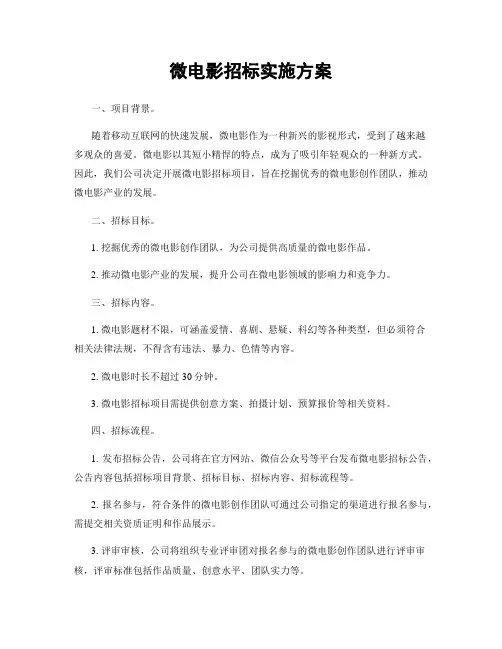 微电影招标实施方案