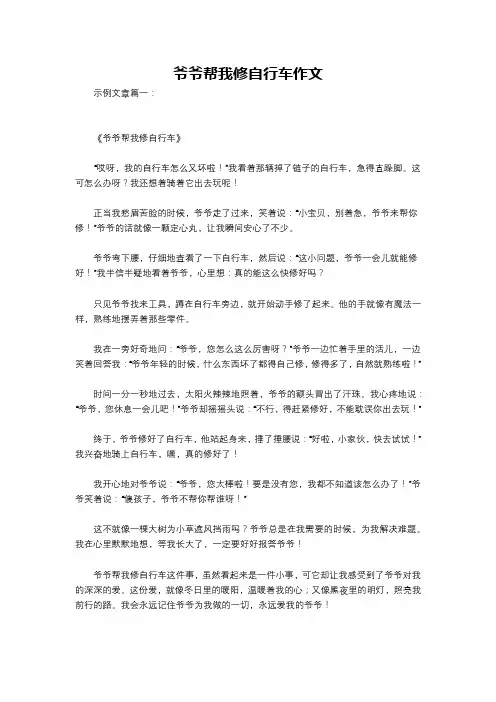 爷爷帮我修自行车作文