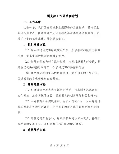 团支部工作总结和计划