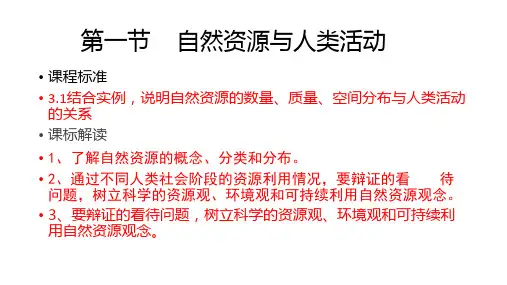 自然资源与人类活动-高二地理湘教版(2019)选择性必修3